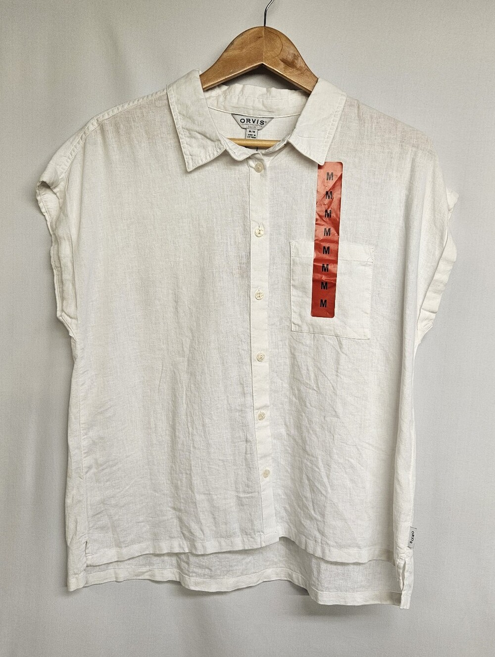 Orvis NWT Women's Short Sleeve Linen Blend Shirt Size MEDIUM WHITE